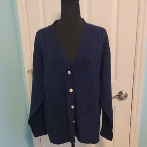 Croft & Barrow Navy Blue Cable Knit Cardigan